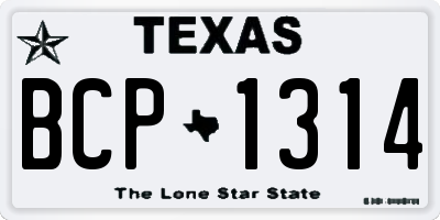 TX license plate BCP1314