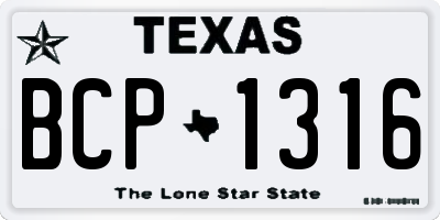 TX license plate BCP1316