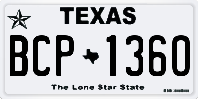 TX license plate BCP1360