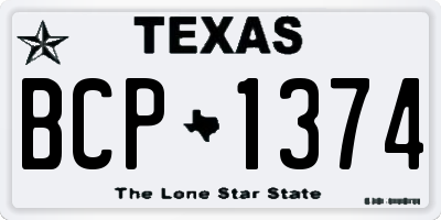 TX license plate BCP1374