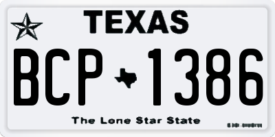 TX license plate BCP1386