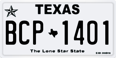 TX license plate BCP1401