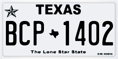 TX license plate BCP1402