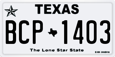 TX license plate BCP1403