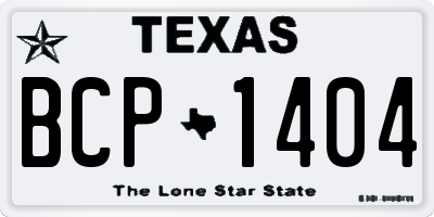 TX license plate BCP1404