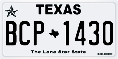 TX license plate BCP1430