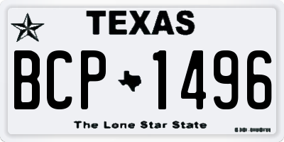 TX license plate BCP1496