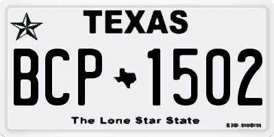 TX license plate BCP1502