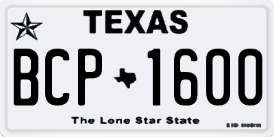 TX license plate BCP1600