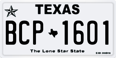 TX license plate BCP1601