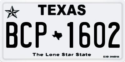 TX license plate BCP1602
