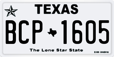 TX license plate BCP1605