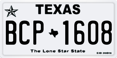 TX license plate BCP1608