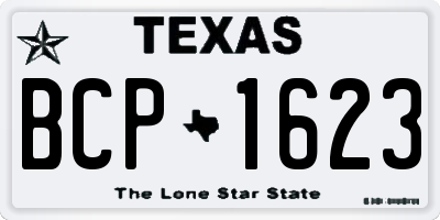 TX license plate BCP1623