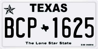 TX license plate BCP1625