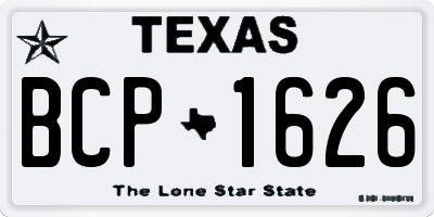 TX license plate BCP1626