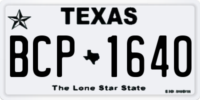 TX license plate BCP1640