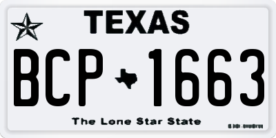 TX license plate BCP1663