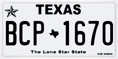 TX license plate BCP1670