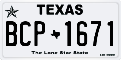 TX license plate BCP1671
