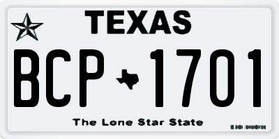 TX license plate BCP1701