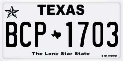 TX license plate BCP1703
