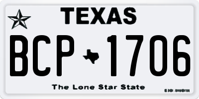TX license plate BCP1706