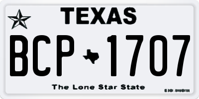 TX license plate BCP1707