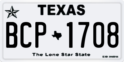TX license plate BCP1708