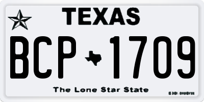 TX license plate BCP1709