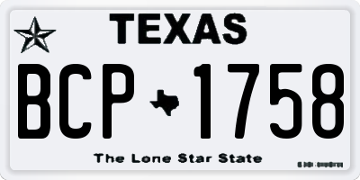 TX license plate BCP1758