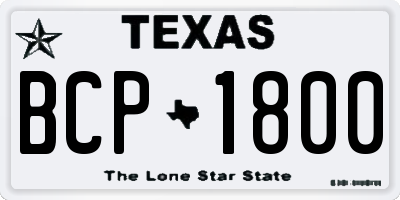 TX license plate BCP1800