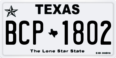TX license plate BCP1802