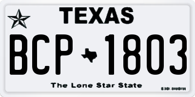 TX license plate BCP1803