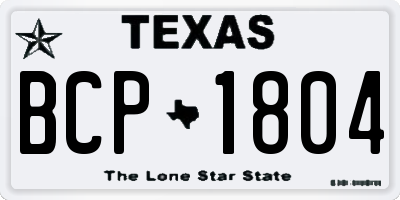 TX license plate BCP1804