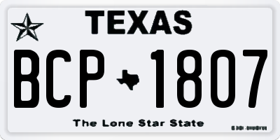 TX license plate BCP1807
