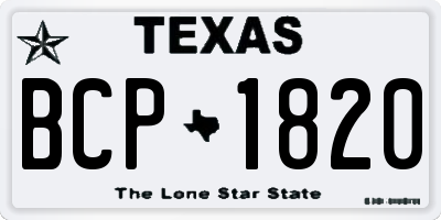 TX license plate BCP1820