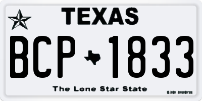 TX license plate BCP1833