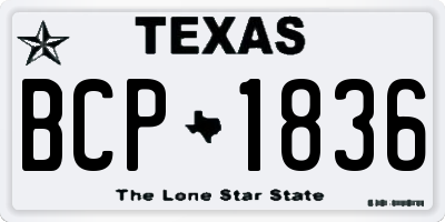 TX license plate BCP1836