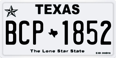 TX license plate BCP1852
