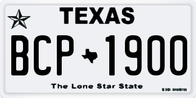 TX license plate BCP1900