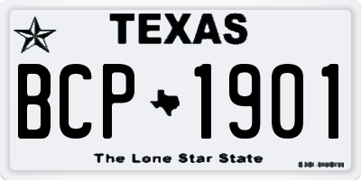 TX license plate BCP1901