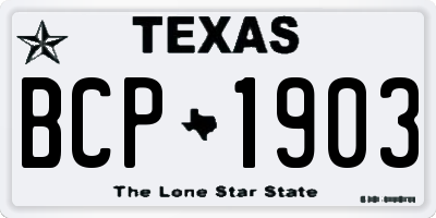 TX license plate BCP1903