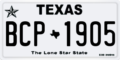 TX license plate BCP1905