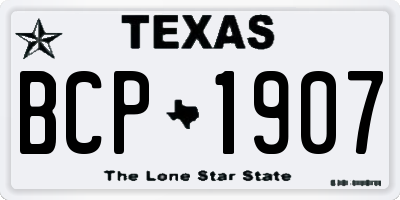 TX license plate BCP1907