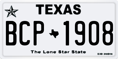 TX license plate BCP1908