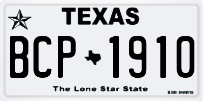TX license plate BCP1910