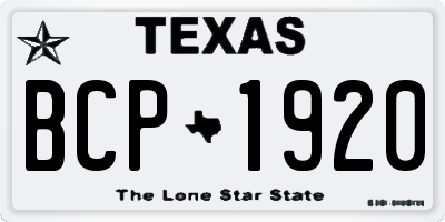 TX license plate BCP1920