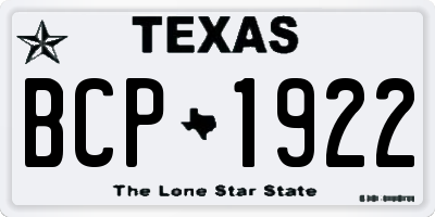 TX license plate BCP1922