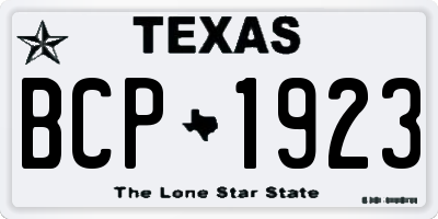 TX license plate BCP1923